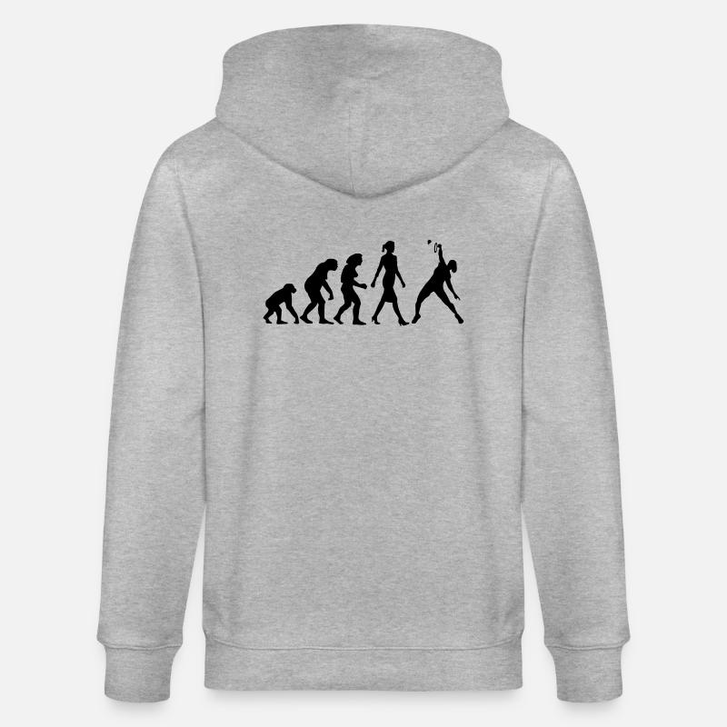 evolution_badminton_spielerin_b_1c - Stanley/Stella Unisex Bio-Kapuzenjacke CULTIVATOR  - Grau meliert