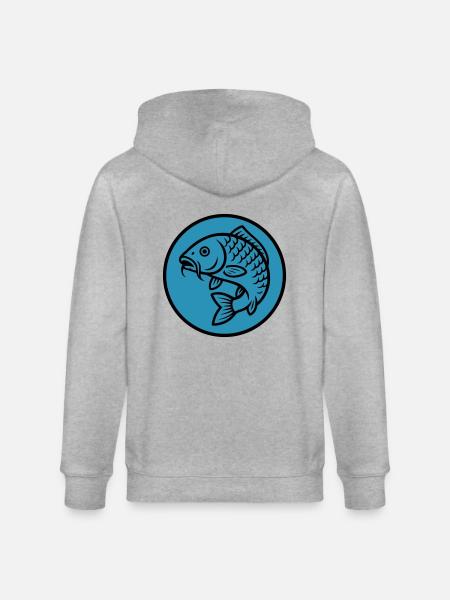 Carp Fish - Stanley/Stella CULTIVATOR  Unisex Organic Hooded Jacket - heather grey
