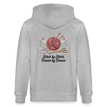 Stitch by Stitch, Dream by Dream - Stanley/Stella Unisex Bio-Kapuzenjacke CULTIVATOR  - Grau meliert - Hinten - Luana (180cm)