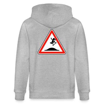 skater et panneau, triangle rouge - Veste à capuche bio CULTIVATOR Stanley/Stella Unisexe - gris chiné - Dos - Luana (180cm)