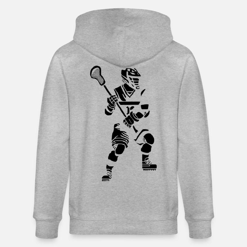 Graphique pixel du joueur de crosse - Veste à capuche bio CULTIVATOR Stanley/Stella Unisexe - gris chiné
