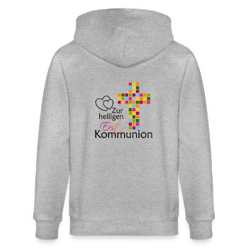 Zur heiligen Erstkommunion 2025 1 - Stanley/Stella Unisex Bio-Kapuzenjacke CULTIVATOR  - Grau meliert - Hinten - Luana (180cm)