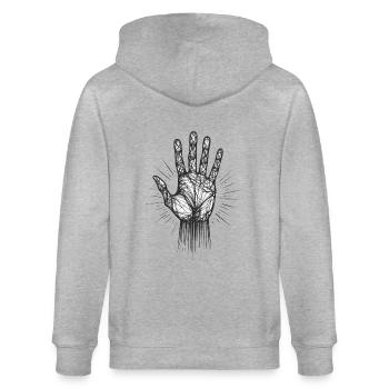 Black and white hand lines - Stanley/Stella CULTIVATOR  Unisex Organic Hooded Jacket - heather grey - Back - Luana (180cm)