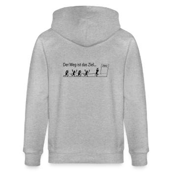 DAS ZIEL - MARATHON - Stanley/Stella Unisex Bio-Kapuzenjacke CULTIVATOR  - Grau meliert - Hinten - Luana (180cm)