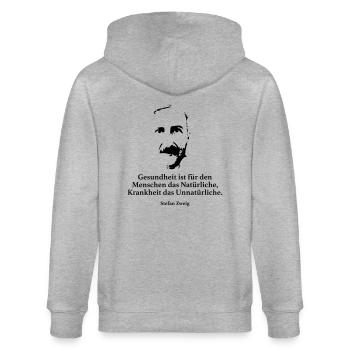Zweig: Gesundheit ist für den Menschen das Natürl - Stanley/Stella Unisex Bio-Kapuzenjacke CULTIVATOR  - Grau meliert - Hinten - Luana (180cm)