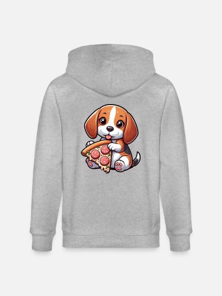 Beagle Dog Salami Pizza Indulgence - Stanley/Stella CULTIVATOR  Unisex Organic Hooded Jacket - heather grey