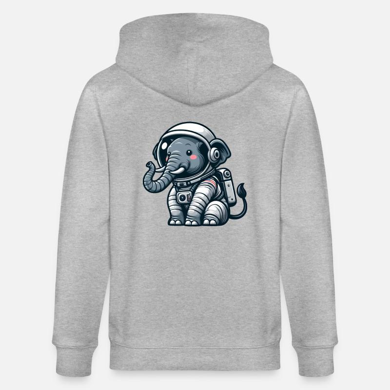 Éléphant, Astronaute, Espace, Univers - Veste à capuche bio CULTIVATOR Stanley/Stella Unisexe - gris chiné