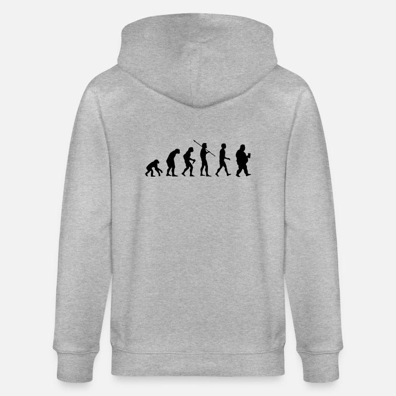 Funny evolution - Stanley/Stella CULTIVATOR  Unisex Organic Hooded Jacket - heather grey
