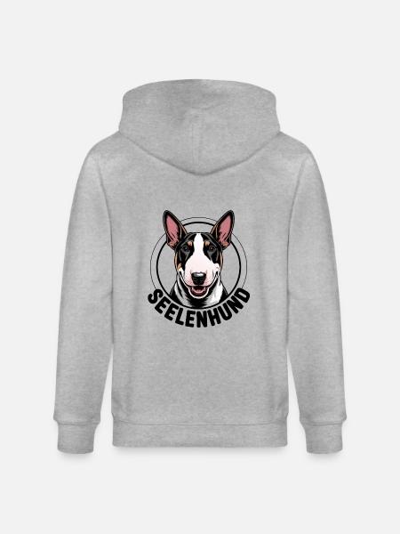 Minibullterrier - mein Seelenhund - Stanley/Stella Unisex Bio-Kapuzenjacke CULTIVATOR - Grau meliert