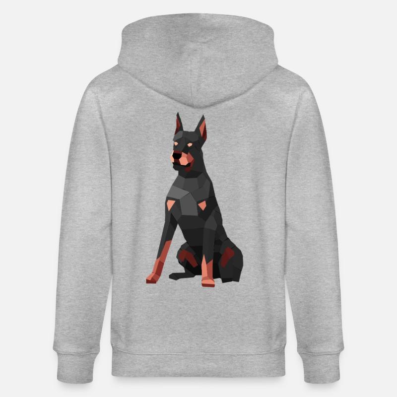 Moderner Dobermann – Low-Poly-Kunst - Stanley/Stella Unisex Bio-Kapuzenjacke CULTIVATOR  - Grau meliert