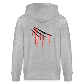 Tropfen Blut Kratzer - Stanley/Stella Unisex Bio-Kapuzenjacke CULTIVATOR  - Grau meliert - Hinten - Luana (180cm)