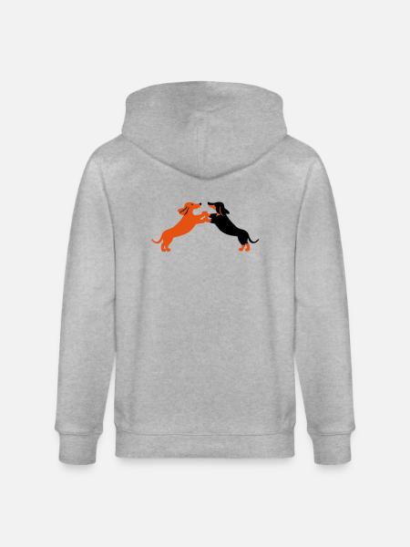 dog dancing teckel - Stanley/Stella CULTIVATOR  Unisex Organic Hooded Jacket - heather grey