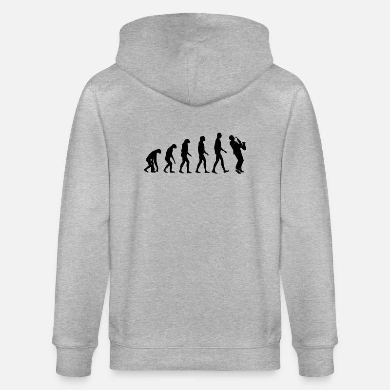saxophone evolution - Stanley/Stella CULTIVATOR  Unisex Organic Hooded Jacket - heather grey