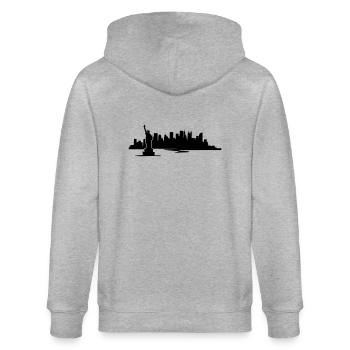 New York Skyline - United States - Veste à capuche bio CULTIVATOR Stanley/Stella Unisexe - gris chiné - Dos - Luana (180cm)