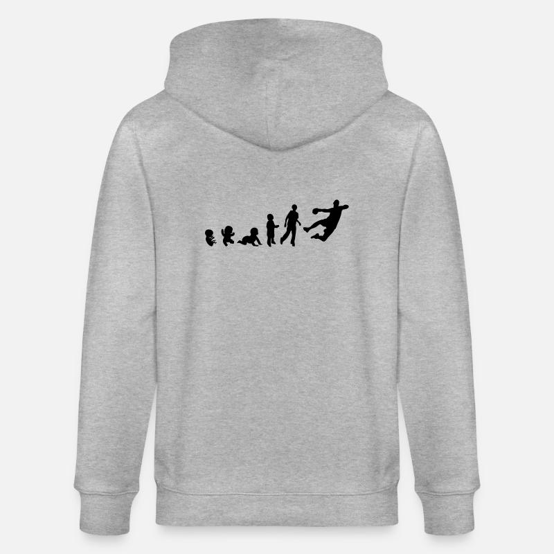 Handball-Sport-Evolution der Menschenrechte - Stanley/Stella Unisex Bio-Kapuzenjacke CULTIVATOR  - Grau meliert