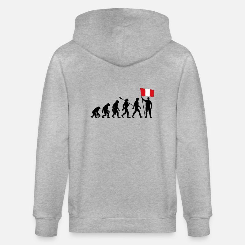 Peru - Evolution - Flagge - Nation - Stanley/Stella Unisex Bio-Kapuzenjacke CULTIVATOR  - Grau meliert