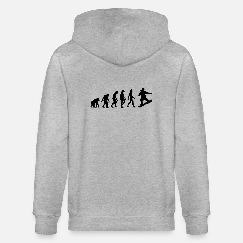 Die Evolution von Snowboarding - Stanley/Stella Unisex Bio-Kapuzenjacke CULTIVATOR  - Grau meliert