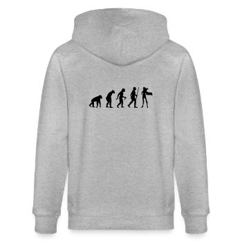 Female Superhero - Stanley/Stella Unisex Bio-Kapuzenjacke CULTIVATOR  - Grau meliert - Hinten - Luana (180cm)