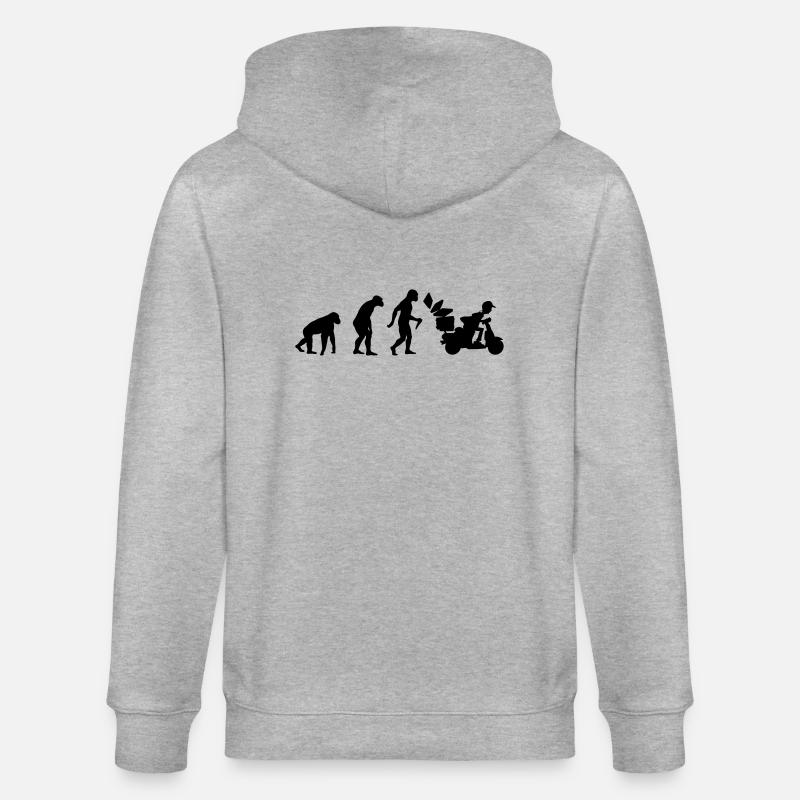 Pizza Delivery Man Evolution - Stanley/Stella CULTIVATOR  Unisex Organic Hooded Jacket - heather grey