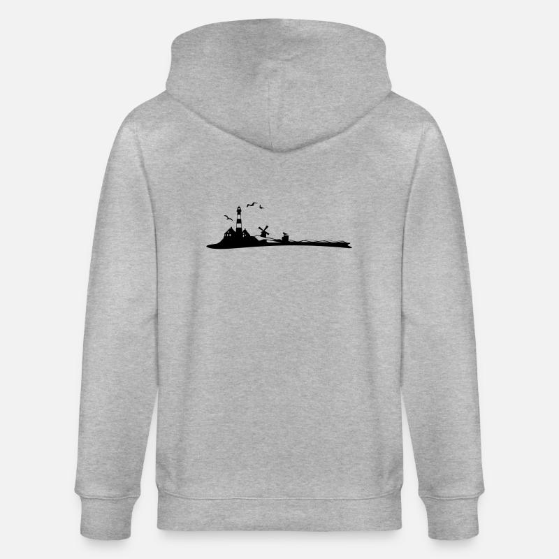 Landschaft - Leuchtturm - Stanley/Stella Unisex Bio-Kapuzenjacke CULTIVATOR  - Grau meliert