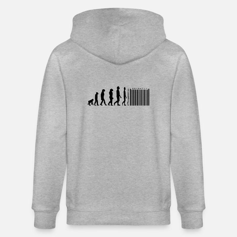 Evolution barcode - Stanley/Stella CULTIVATOR  Unisex Organic Hooded Jacket - heather grey