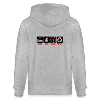 Sleep, Eat, Cache, Repeat - Stanley/Stella Unisex Bio-Kapuzenjacke CULTIVATOR  - Grau meliert - Hinten - Luana (180cm)
