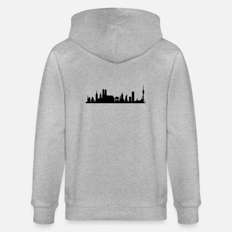 Skyline muc_neu - Stanley/Stella Unisex Bio-Kapuzenjacke CULTIVATOR  - Grau meliert
