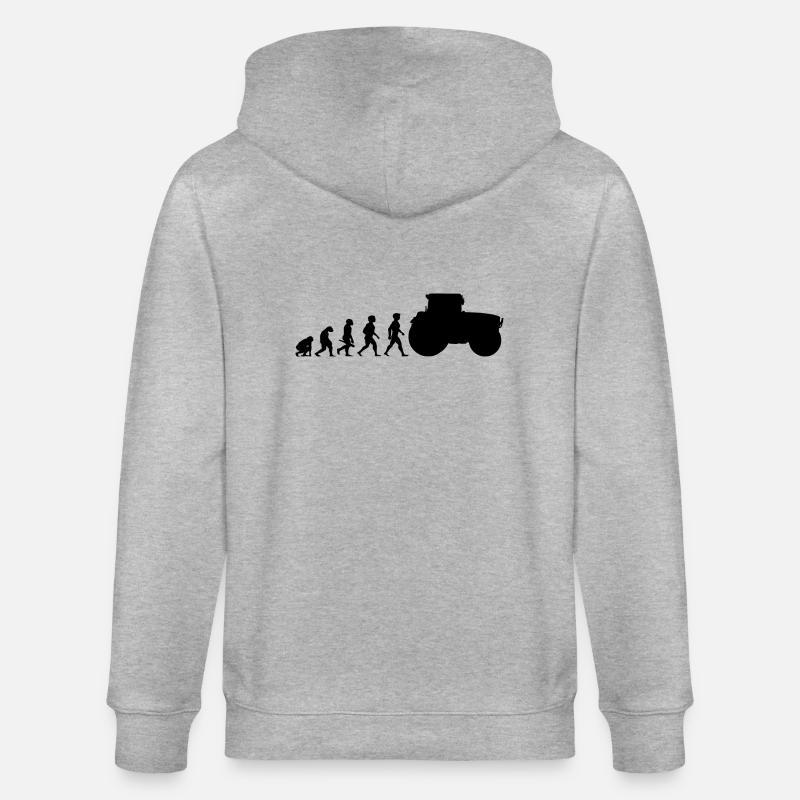 Evolution Traktor Trecker Ackerschlepper - Stanley/Stella Unisex Bio-Kapuzenjacke CULTIVATOR  - Grau meliert