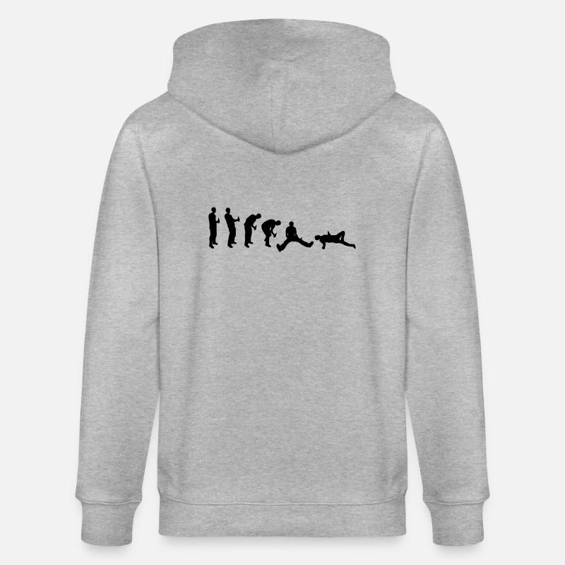 Drunk evolution - Stanley/Stella CULTIVATOR  Unisex Organic Hooded Jacket - heather grey