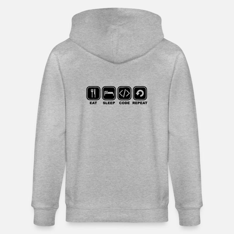 Eat, sleep, Code, Repeat - Stanley/Stella Unisex Bio-Kapuzenjacke CULTIVATOR  - Grau meliert