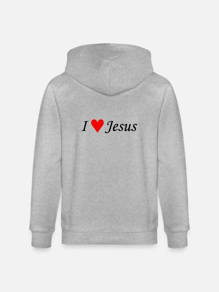 I love Jesus EN - Stanley/Stella CULTIVATOR  Unisex Organic Hooded Jacket - heather grey