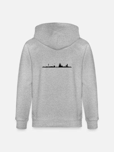 Cologne Skyline Panorama - Stanley/Stella CULTIVATOR  Unisex Organic Hooded Jacket - heather grey