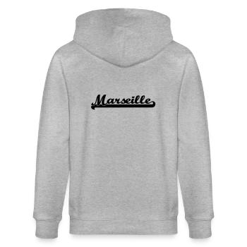 marseille writing - Stanley/Stella CULTIVATOR  Unisex Organic Hooded Jacket - heather grey - Back - Luana (180cm)