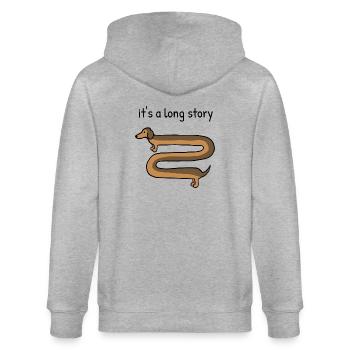 C’est une longue histoire, mignon chien teckel - Veste à capuche bio CULTIVATOR Stanley/Stella Unisexe - gris chiné - Dos - Luana (180cm)