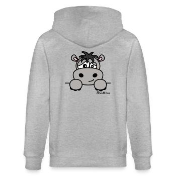 Hippopotame Prénom - Texte à personnaliser - Veste à capuche bio CULTIVATOR Stanley/Stella Unisexe - gris chiné - Dos - Luana (180cm)