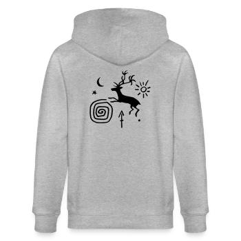 Cavern Signs - Stanley/Stella Unisex Bio-Kapuzenjacke CULTIVATOR  - Grau meliert - Hinten - Luana (180cm)