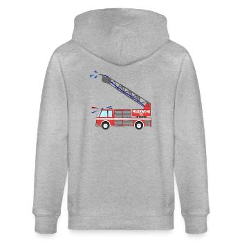 Feuerwehrauto mit Leiter - Stanley/Stella Unisex Bio-Kapuzenjacke CULTIVATOR  - Grau meliert - Hinten - Luana (180cm)