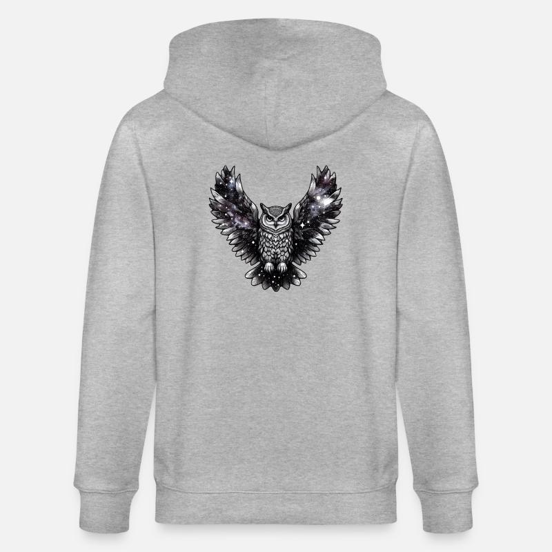 Kosmische Eule Majestät - Stanley/Stella Unisex Bio-Kapuzenjacke CULTIVATOR  - Grau meliert