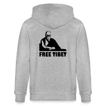Free Tibet - Stanley/Stella Unisex Bio-Kapuzenjacke CULTIVATOR  - Grau meliert - Hinten - Luana (180cm)