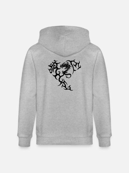 Dragon tribal dragon - Stanley/Stella CULTIVATOR  Unisex Organic Hooded Jacket - heather grey