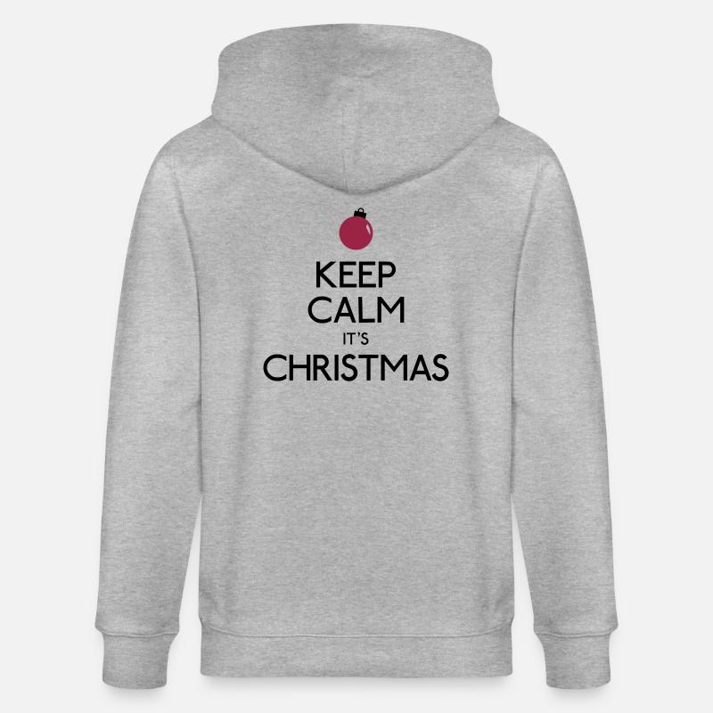 keep calm its christmas - Stanley/Stella CULTIVATOR  Unisex Organic Hooded Jacket - heather grey