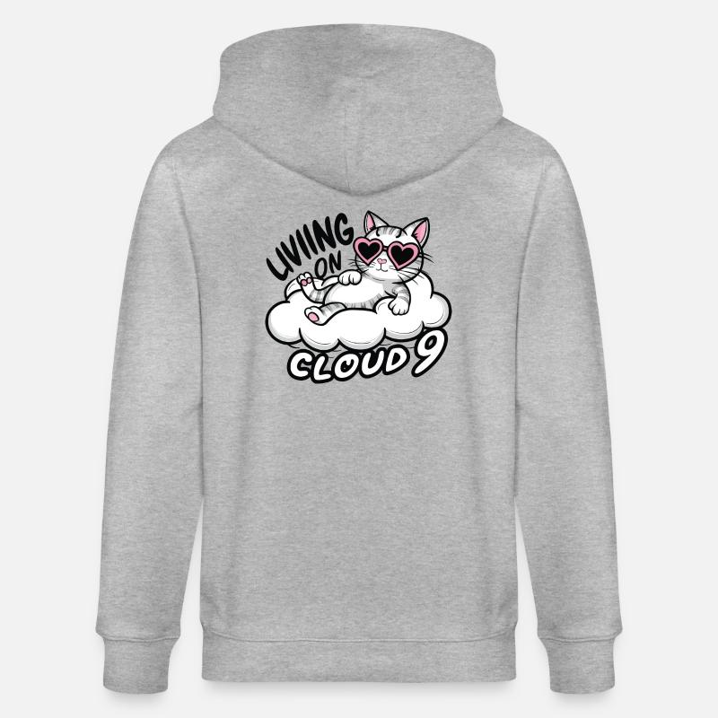 Katze Kätzchen auf Wolke 9 - Stanley/Stella Unisex Bio-Kapuzenjacke CULTIVATOR  - Grau meliert
