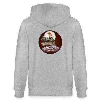 Dinosaur Lunch Time - Stanley/Stella CULTIVATOR  Unisex Organic Hooded Jacket - heather grey - Back - Luana (180cm)