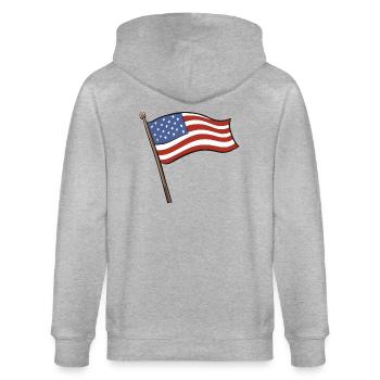 USA Flag - Stanley/Stella CULTIVATOR  Unisex Organic Hooded Jacket - heather grey - Back - Luana (180cm)