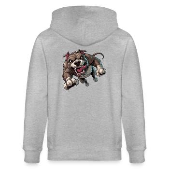 Pitbull-Angriffe - Stanley/Stella Unisex Bio-Kapuzenjacke CULTIVATOR  - Grau meliert - Hinten - Luana (180cm)