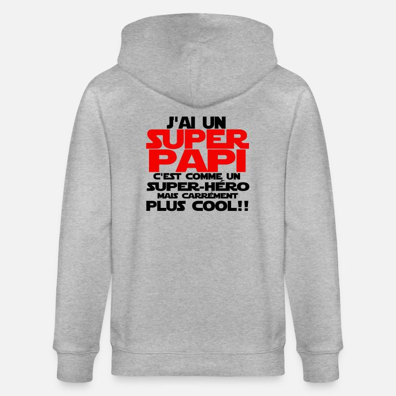 j'ai un super papi - Veste à capuche bio CULTIVATOR Stanley/Stella Unisexe - gris chiné