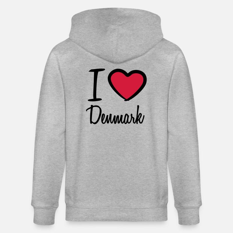 I Love Denmark Danmark Logo - Veste à capuche bio CULTIVATOR Stanley/Stella Unisexe - gris chiné