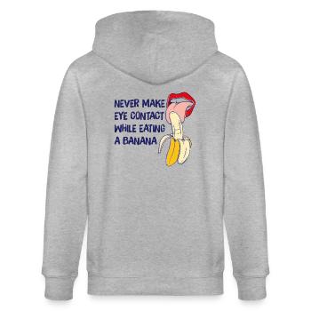 Cadeau de banane Ne jamais faire un contact visuel en mangeant - Veste à capuche bio CULTIVATOR Stanley/Stella Unisexe - gris chiné - Dos - Luana (180cm)