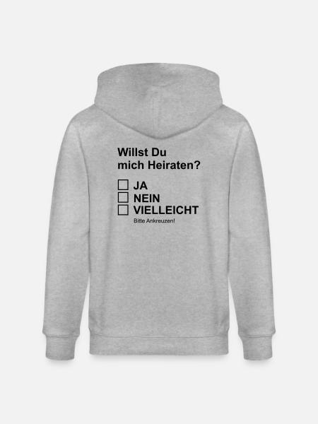 Proposal of marriage - Stanley/Stella CULTIVATOR Unisex Organic Hooded Jacket - heather grey