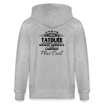 Maman tatouée - Veste à capuche bio CULTIVATOR Stanley/Stella Unisexe - gris chiné - Dos - Luana (180cm)